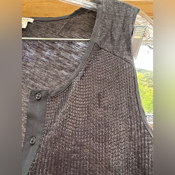 J. Crew Sequined Embellished Charcoal Sleeveless Henley Tank Top Blouse … - Picture 9 of 15